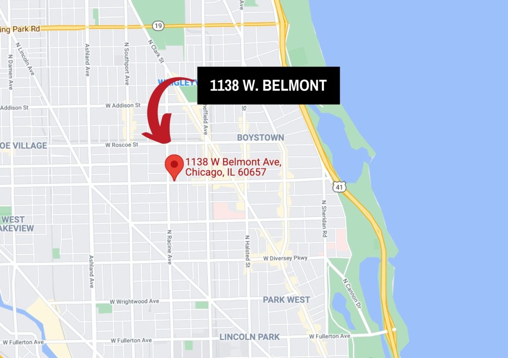 A map showing the location of the apartments at 1138 W Belmont