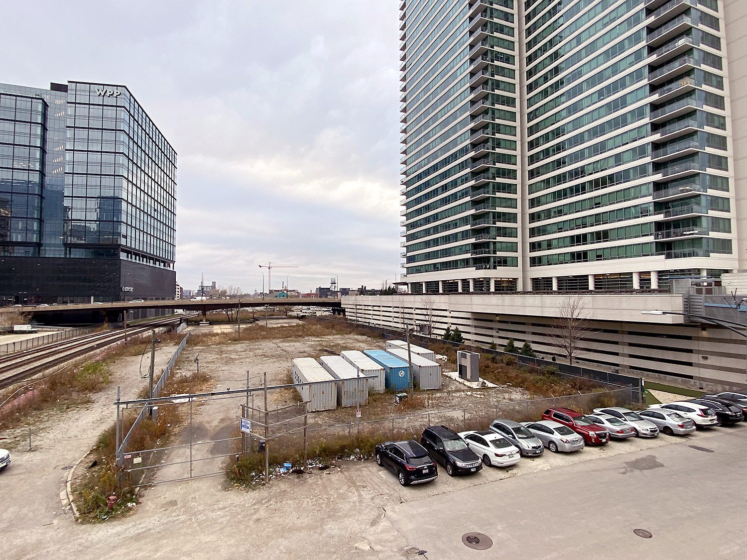 The site of a future apartment building at 354 N Union in Chicago's Fulton River District