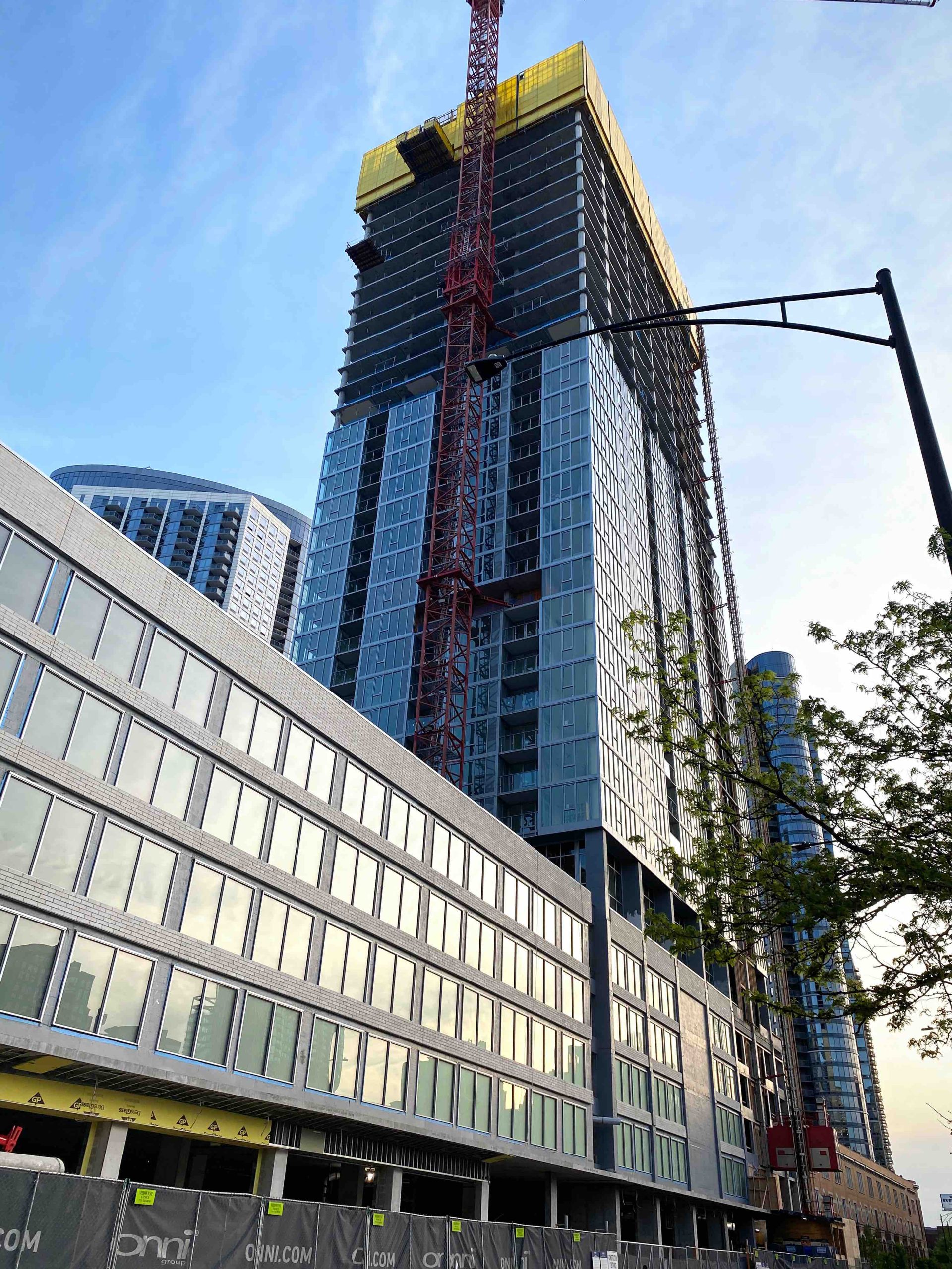 A view of the construction at the new The Grand luxury apartment building in Chicago'd River North 