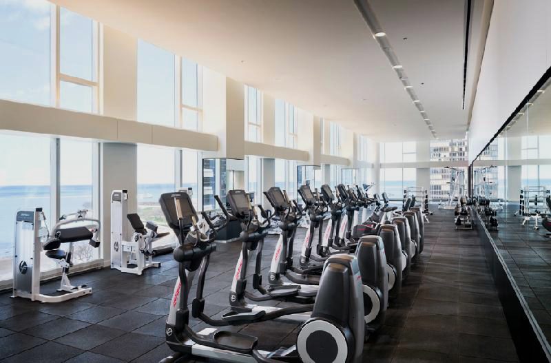 The gym with a view of Lake Michigan at 500 Lake Shore Drive in downtown Chicago