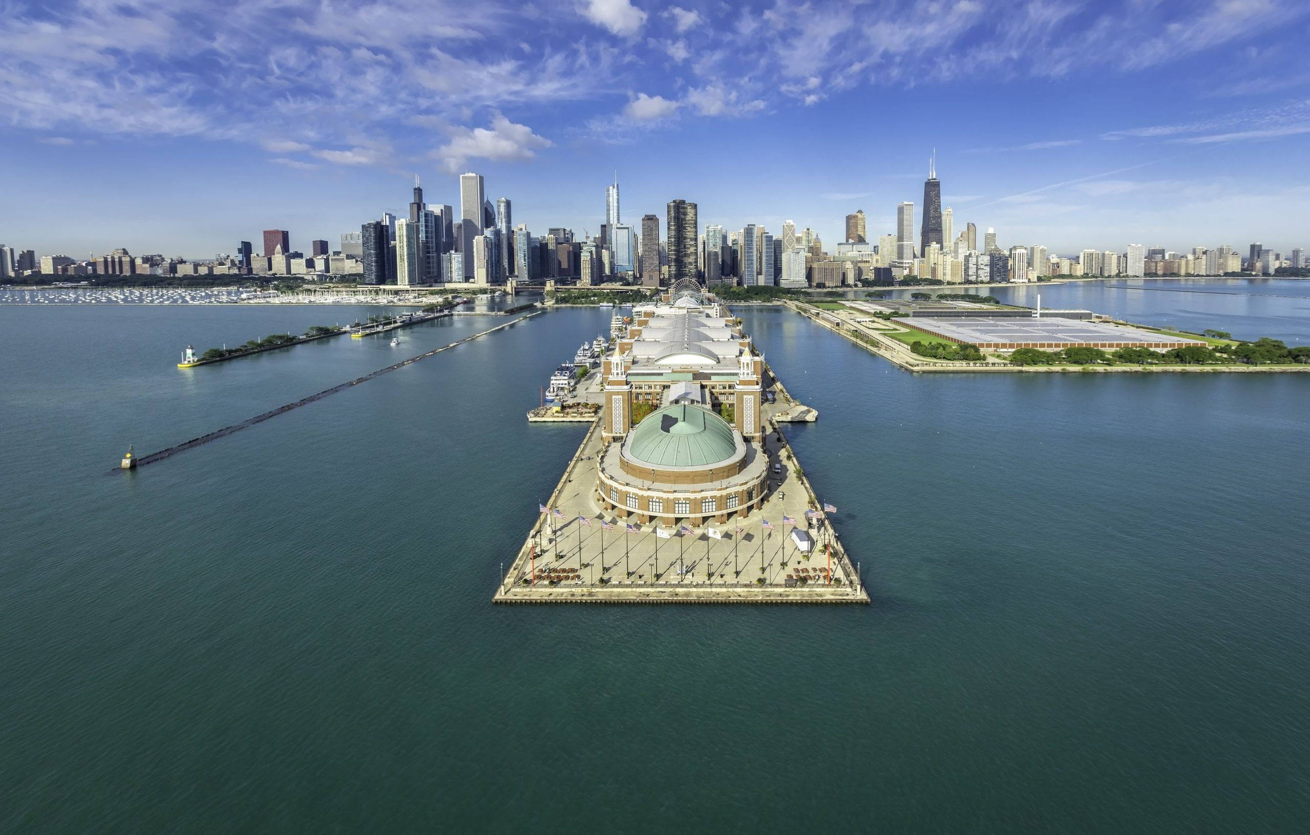 Chicago Skyline at Navy Pier in Streeterville