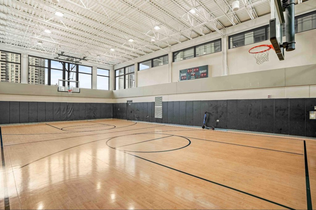 The basketball court at Alta at K Station apartments