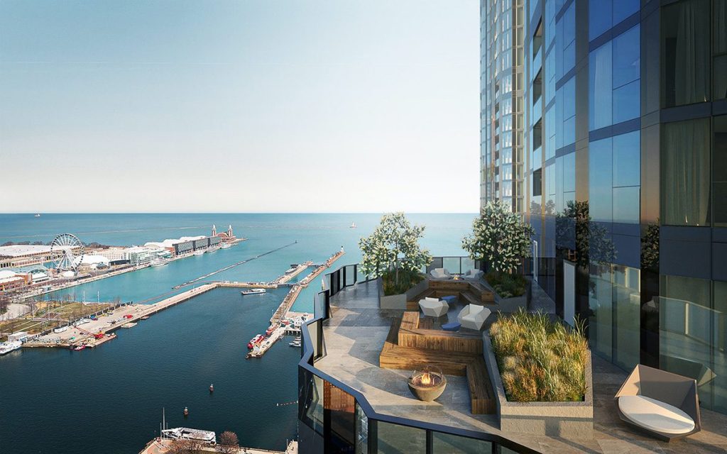 A view of Lake Michigan from Cascade apartments in downtown Chicago
