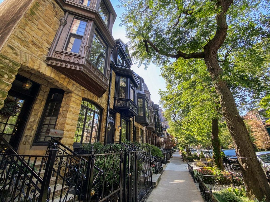 Beautiful historic homes in the Astor Street District in Chicago's Gold Coast neighborhood.