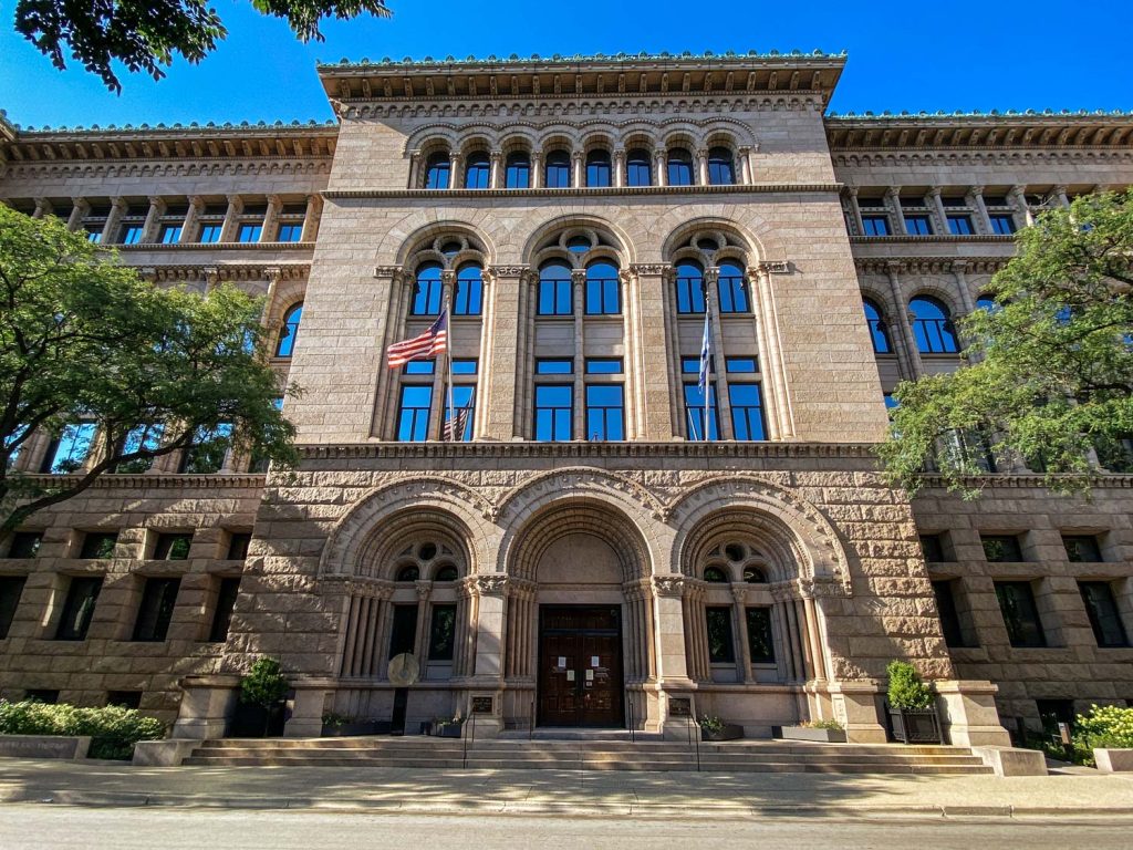 Gold Coast's Newberry Library next to Washington Park in Chicago