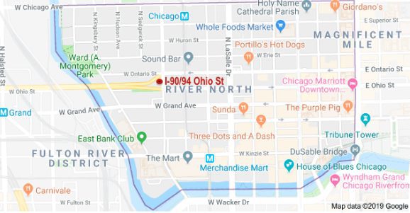 Map of highway I-90/94 access in River North