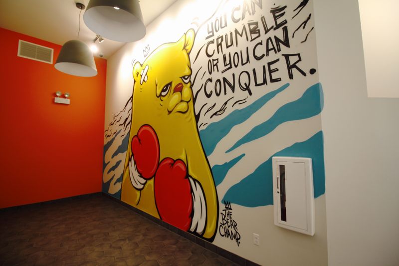 Hallway Wall Art Mural inside Reside on Green Street Apartments