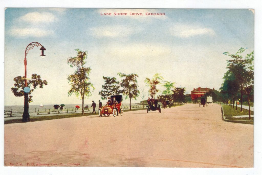 A historic postcard of Chicago's Lake Shore Drive