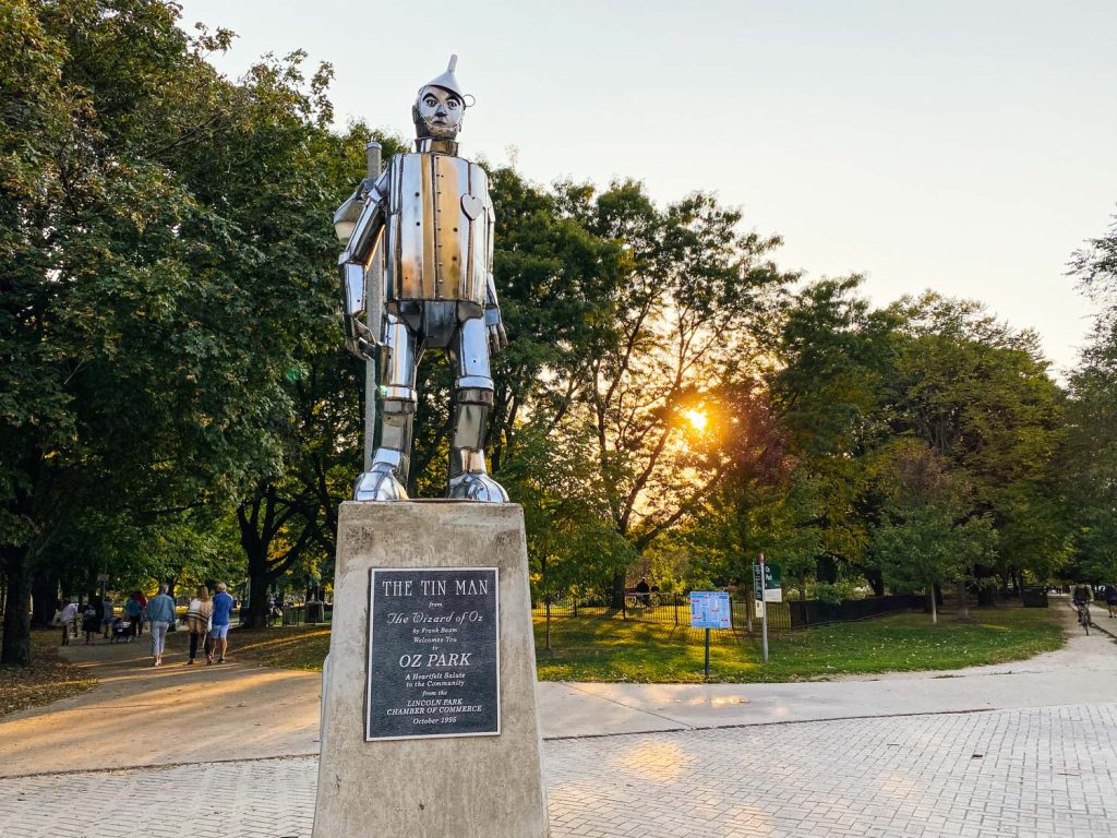 The Tin Man statue at Lincoln Park's Oz Park