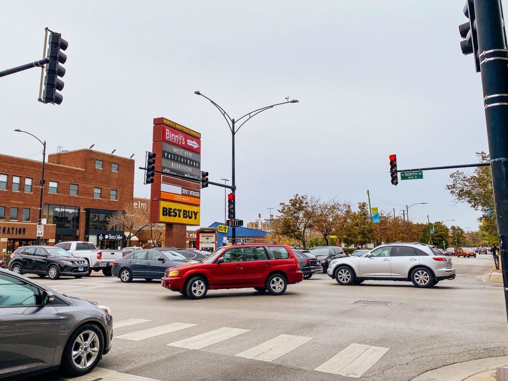 A busy corner in Lincoln Park