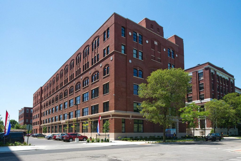 The original 1906 Sears HQ warehouse site, transformed into Lofts on Arthington