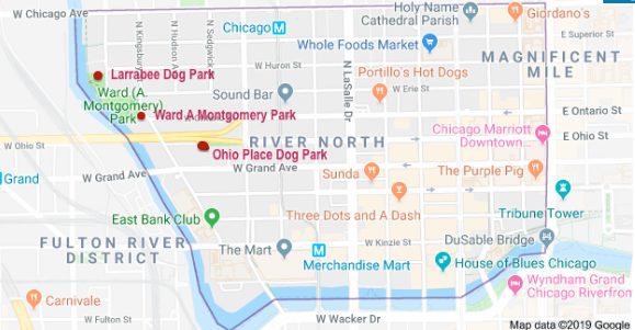 Map of parks in Chicago's River North