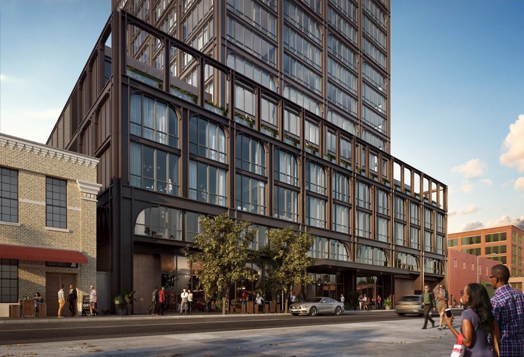 A rendering of the new 900 West Randolph apartments in Chicago's West Loop