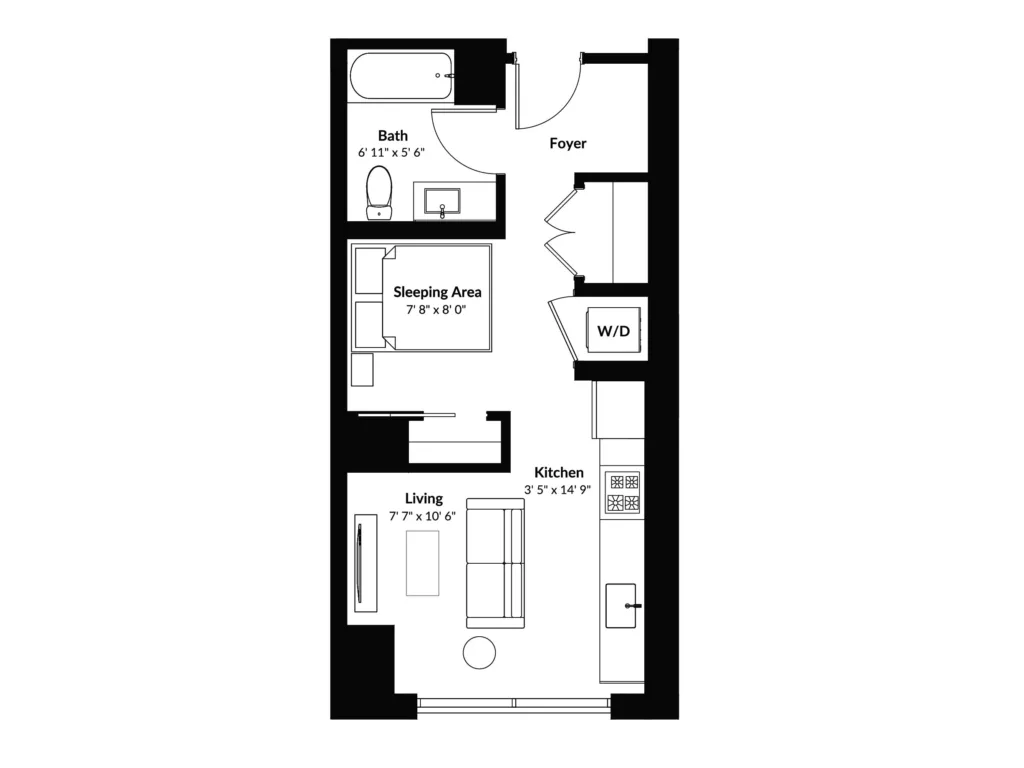 Studio floorplan at Platform 4611.