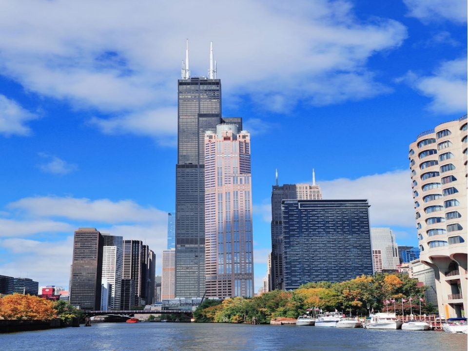 Chicago Southbank River facing Sears Tower during day