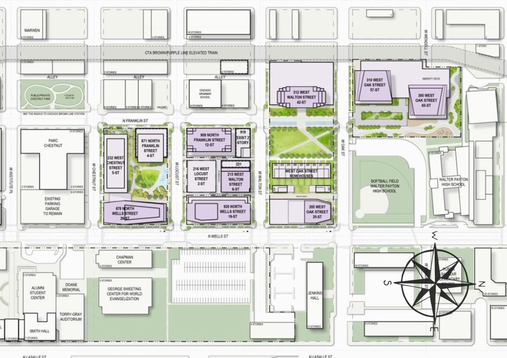 A map of where Chicago's North Union megadevelopment will be in downtown