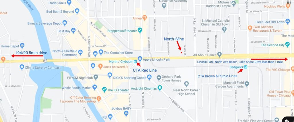 North and Vine Apartments neighborhood map