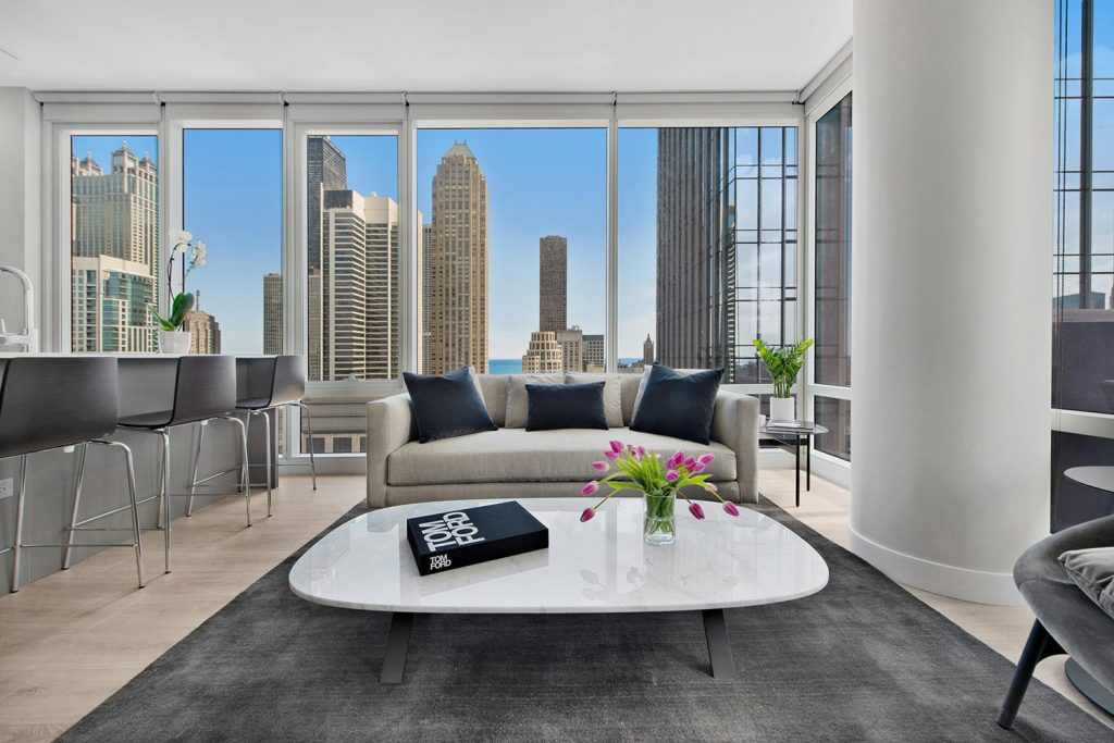 Inside of an apartment at One Chicago, a new luxury apartment building in downtown Chicago