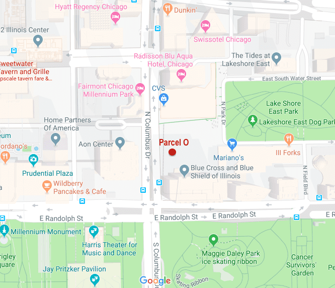 Map of property site of Parcel O in Lakeshore East