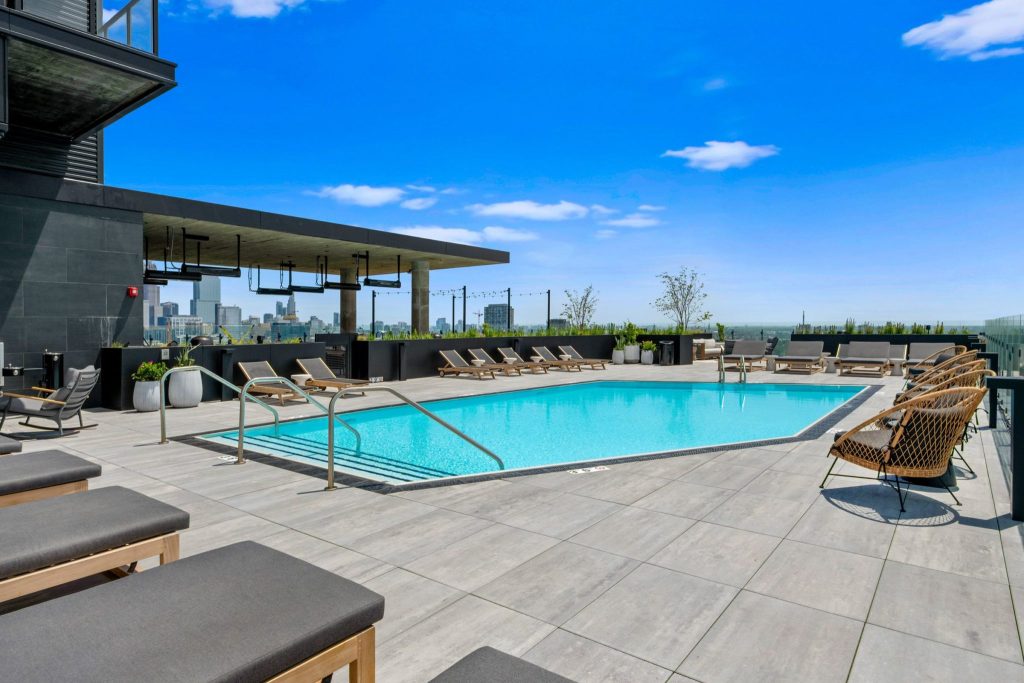 The rooftop pool at Parq Fulton apartments in West Loop is the coolest