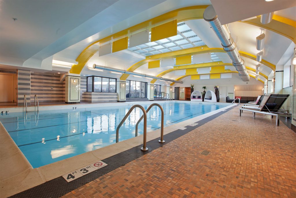 The indoor pool at Randolph Tower apartments in Chicago's South Loop 