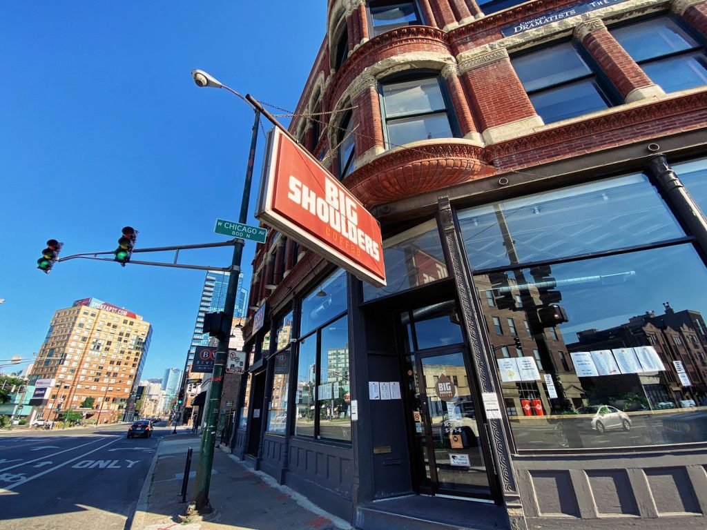 Big Shoulders Coffee Shop in Chicago's River West neighborhood