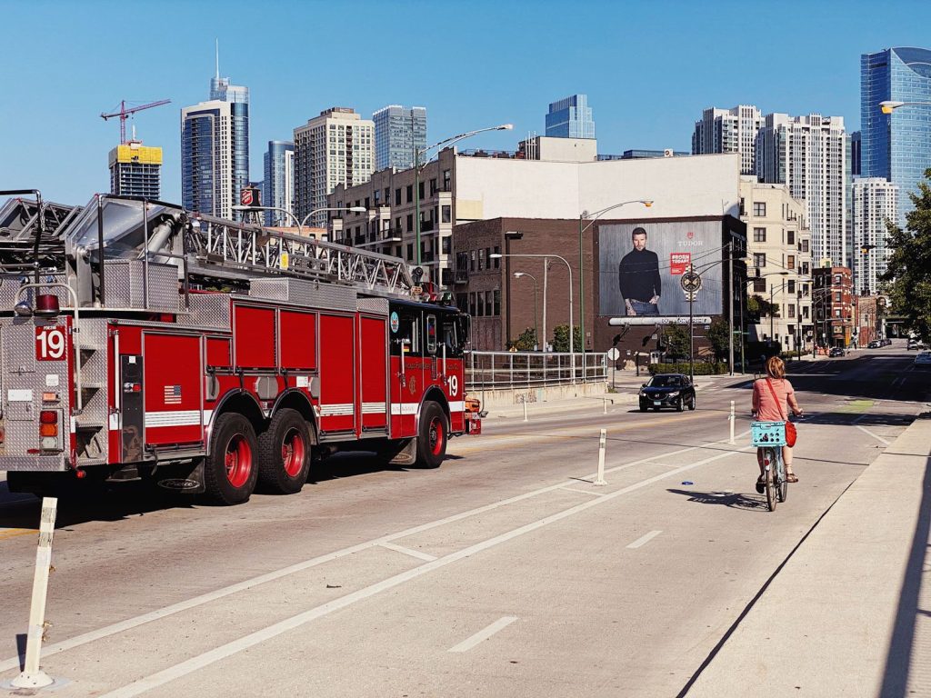 The hipster highway bike lanes in Chicago's River West neighborhood