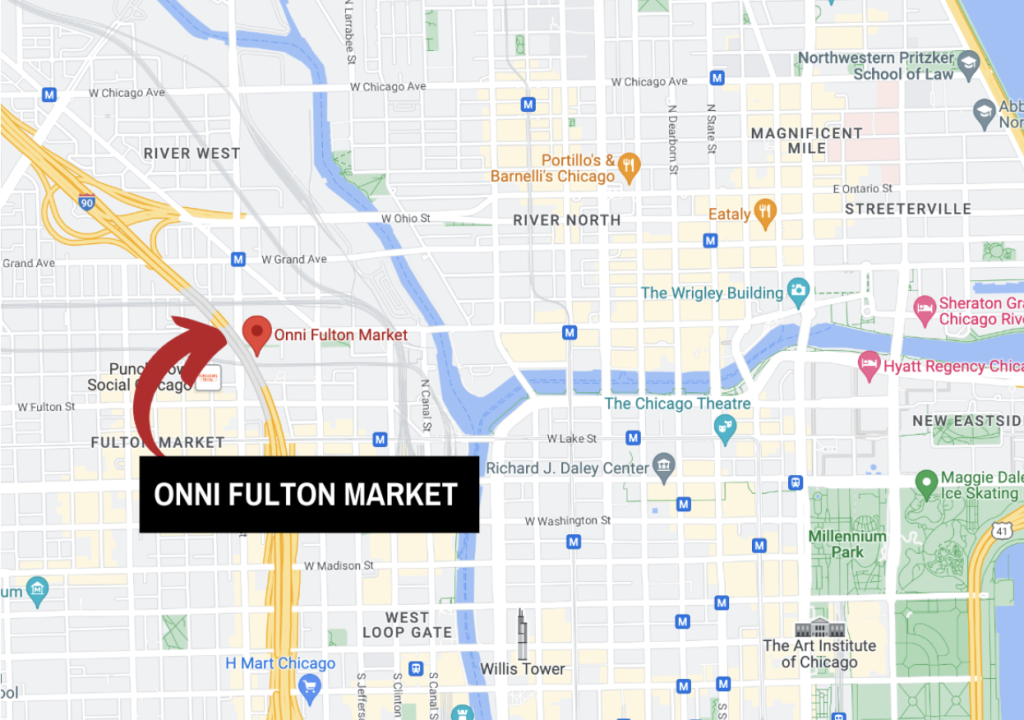 Map of area around Onni Fulton Market.