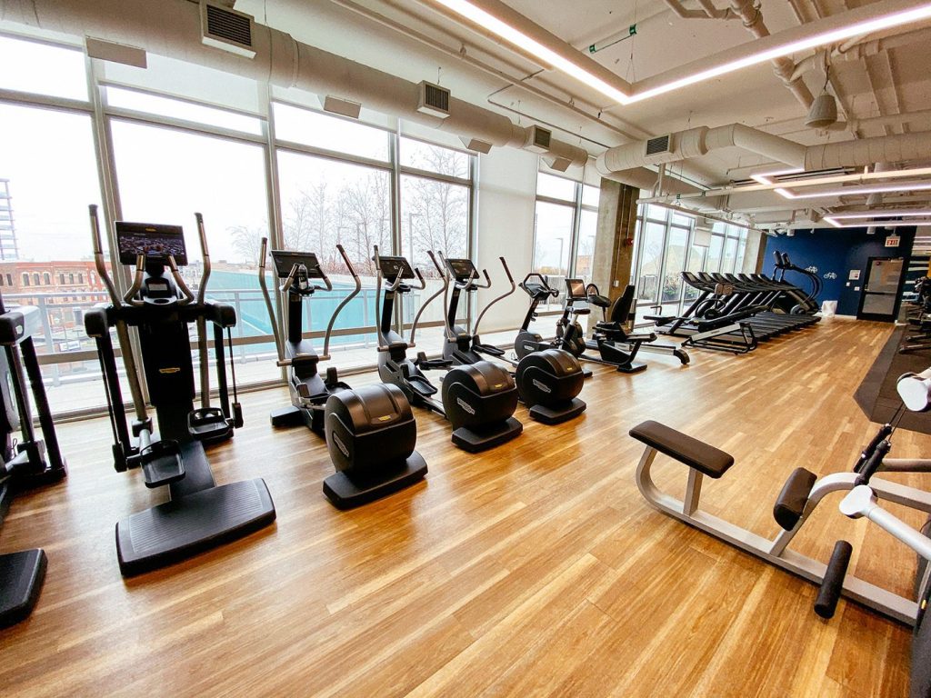 A fitness center at Spoke Apartments in downtown Chicago
