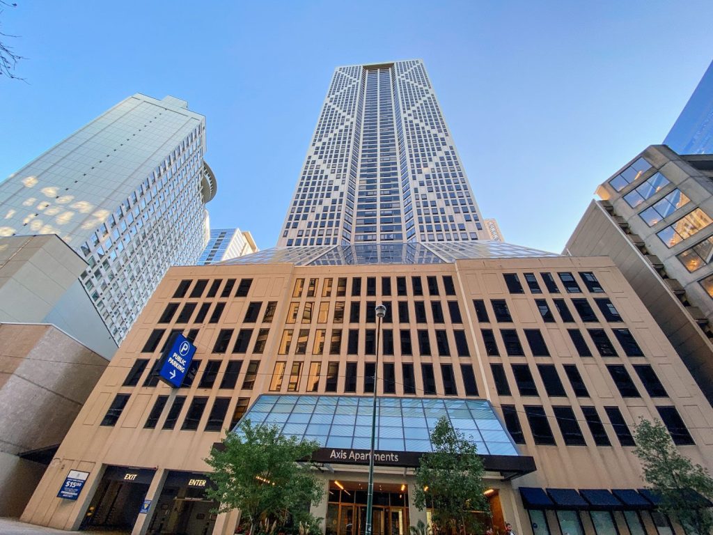 A view of Axis Apartments and Lofts in downtown Streeterville Chicago