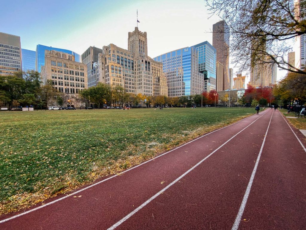 The outdoor track at Lakeshore Park in Chicago's Streeterville neighborhood