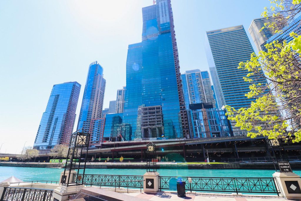 A view of Vista apartments in Chicago's Lakeshore East neighborhood