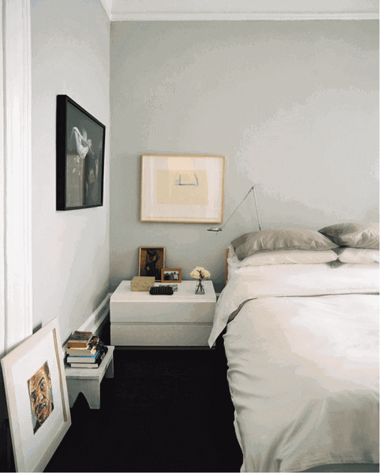 Bedroom with Grey Light Colored Wall